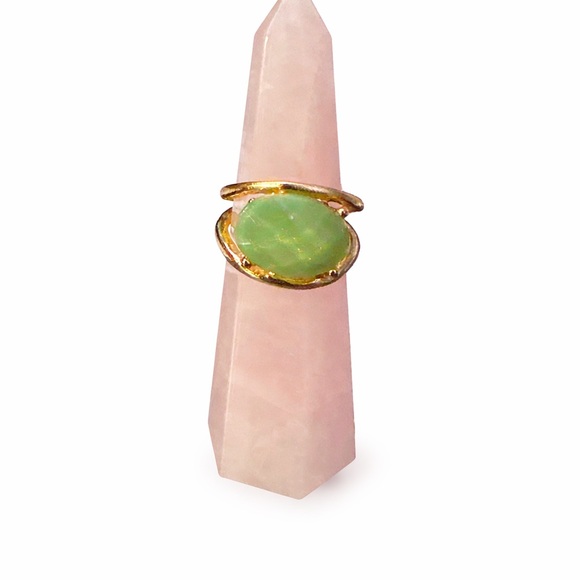 Gold Tone Jade Cocktail Ring – Size 8.50 – Statement Piece – Excellent Condition - Picture 4 of 4